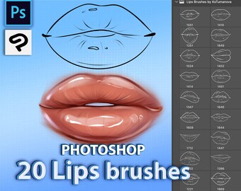 Photoshop Pinsel für die Lippen. Sketch Lip Pinsel für Photoshop, Adobe Fresco und Clip Studio Paint, Procreate