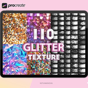 Procreate glitter texture brushes. Procretae gold metallic glow. Shimmer, shiny brushes for Procreate. Procreate sparkly glitter brush