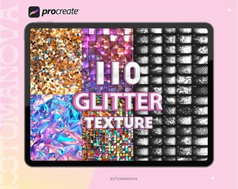 Procreate glitter texture brushes. Procretae gold metallic glow. Shimmer, shiny brushes for Procreate. Procreate sparkly glitter brush