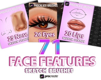 Procreate brushes. Procreate eyes, noses, lips Stamps. Procreate face bundle