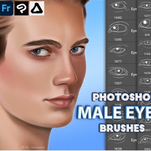Photoshop male eyes brushes. Photoshop men&#39;s eye brush. Clip Studio Paint brushes, Affinity Photo, Procreate