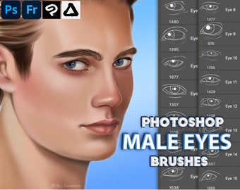 Photoshop male eyes brushes. Photoshop men's eye brush. Clip Studio Paint brushes, Affinity Photo, Procreate