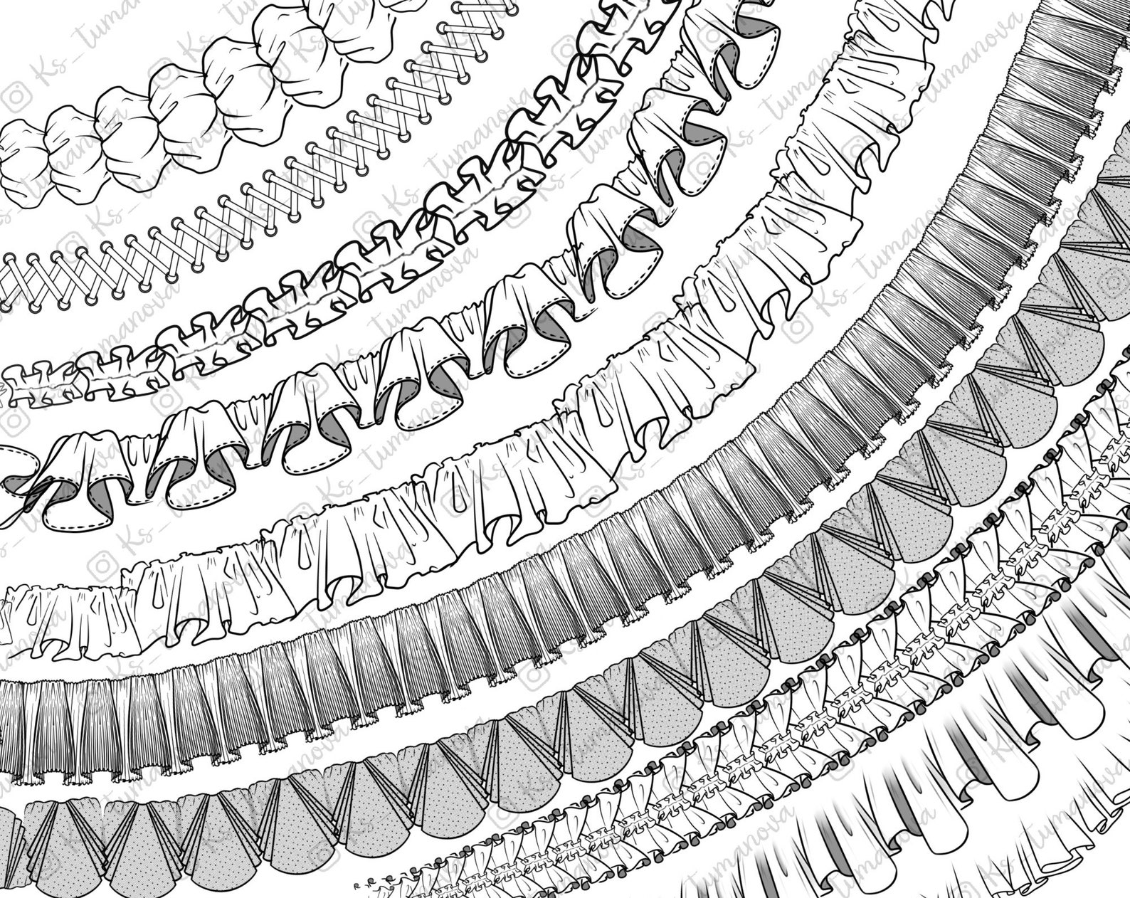 Photoshop Ruffle Brushes. Photoshop Fold Brush. Digital - Etsy