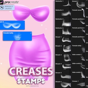 Procreate creases brushes. Procreate folds stamps. Procreate texture clothes digital brush