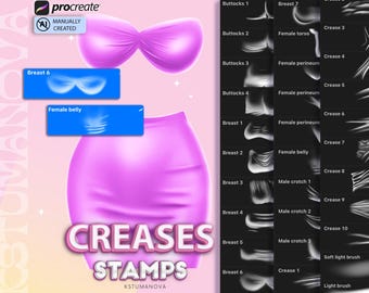 Procreate Falten Pinsel. Procreate Falten Stempel. Procreate digitale Pinsel für Texturen