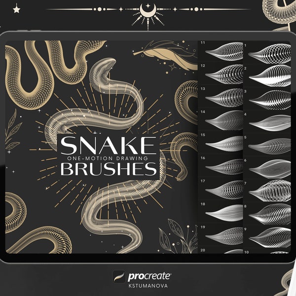 Procreate snake brushes. Procreate tattoo snakeskin texture brushes. Procreate tarot brushes.Procreate snake scale stamps