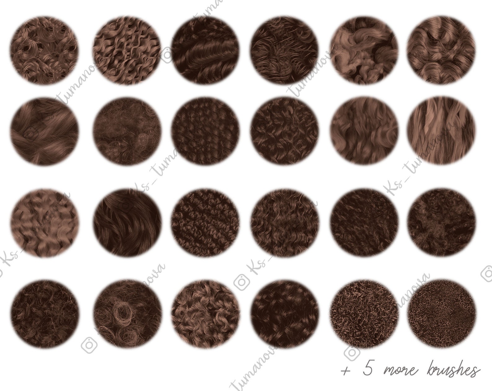 Curly Hair Texture Brushes. Fresco Clip Studio Etsy