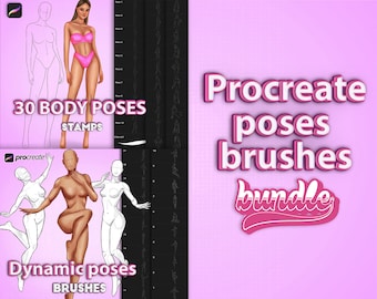 Procreate poses brushes. Procreate body poses stamps. Procreate bundle brush