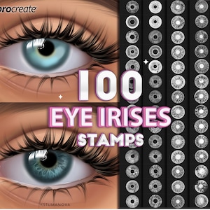 Procreate eye stamp, Iris brushes realistic for Procreate App