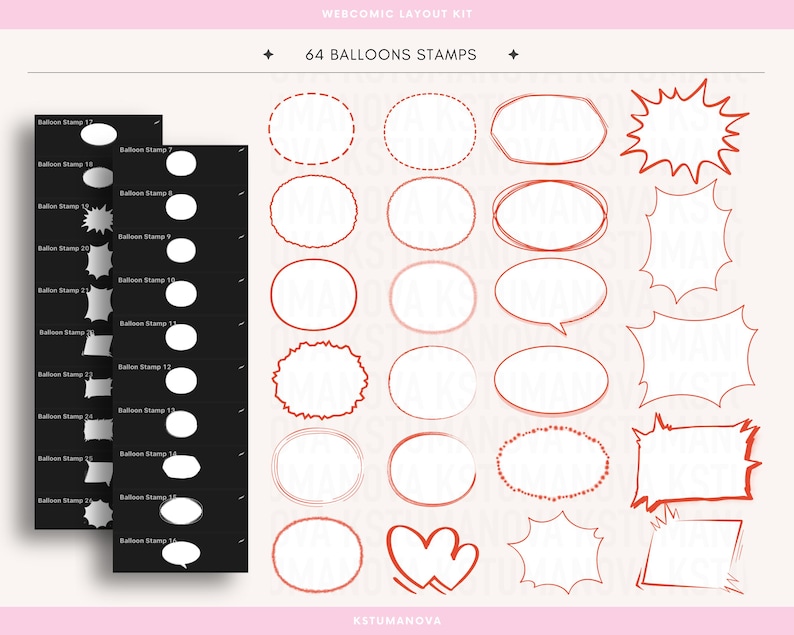 Webcomic Layout Kit Brushes for Procreate | Comic Panel Borders, Speech bubbles image 9