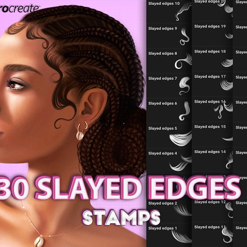 Procreate Slayed Edges Stamps. Procreate Hair Brushes Etsy