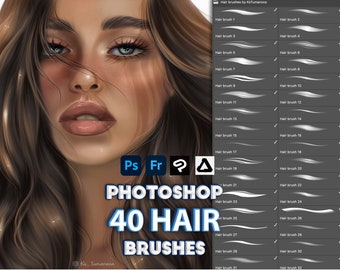 Photoshop hair brushes. Clip Studio Paint, Procreate, Affinity Photo ABR Brushes