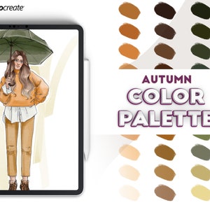Procreate color palette. Procreate autumn color swatches. Fall color palette