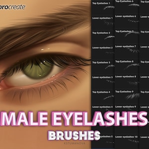 Procreate male eyelashes. Procreate man eyes stamps. Procreate digital brushes for drawing