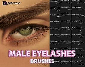 Procreate male eyelashes. Procreate man eyes stamps. Procreate digital brushes for drawing