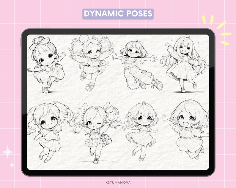 Procreate Chibi Girls Stamps. Procreate Poses Brushes, Anime Manga ...