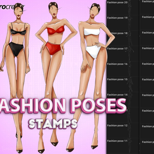 Procreate fashion poses brushes. Procreate body figure stamps