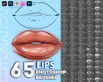 Photoshop lips brushes. Photoshop lip brush. Digital Procreate lips brushes stamps, Clip Studio Paint brushes, Affinity brushes