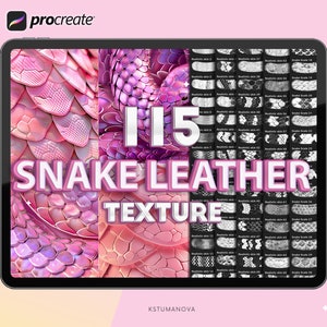 Procréez la texture de la peau de serpent. Brosses Procreate en cuir réalistes. Écaille Procreate, pinceau texturé en flocons