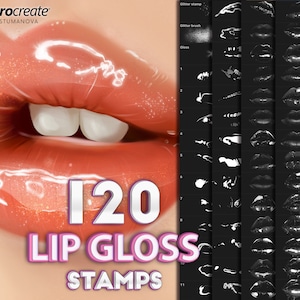 Procreate Realistic Lip Gloss stamps, glitter brushes for Procreate App