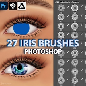 Photoshop Iris Brushes. Photoshop eye brush. Digital brushes for Fresco and Clip Studio Paint, Affinity Photo, Procreate