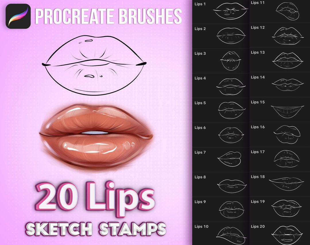 Procreate Lips Stamps Brushes, Lip Guide Brushes for Procreate Etsy
