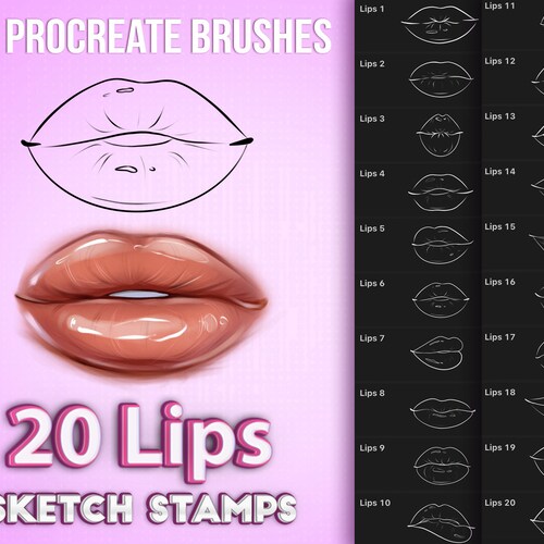 Procreate Lips Brushes. Procreate Plump Lip Sketch Stamps. Etsy
