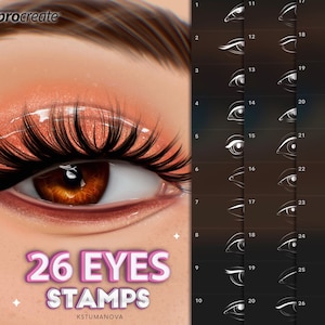 Procreate eyes brushes stamps, realistic digital eye stamp for iPad Procreate