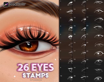 Procreate eyes brushes stamps, realistic digital eye stamp for iPad Procreate