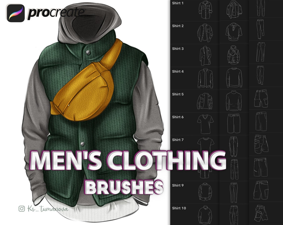 Procreate Clothing Brushes. Procreate Clothes for Men Stamps Etsy