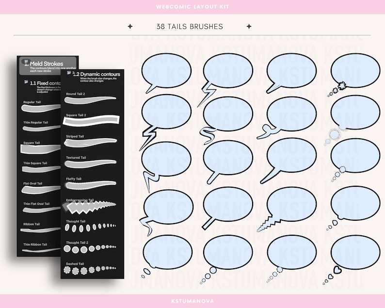 Webcomic Layout Kit Brushes for Procreate | Comic Panel Borders, Speech bubbles image 4