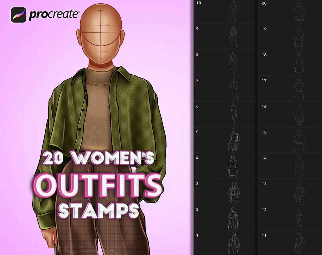 Procreate Clothes Brushes. Procreate Women's Outfits Stamps Etsy