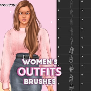 Procreate clothes brushes. Procreate women&#39;s outfits stamps