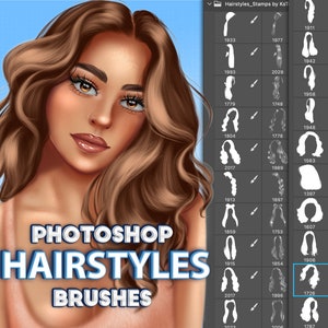 Photoshop hair brushes. Photoshop hairstyles brush. Digital brushes Clip Studio Paint, Affinity Photo