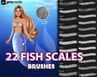 Pinceles de textura para Procreate. Pincel de escamas de pescado para Procreate.