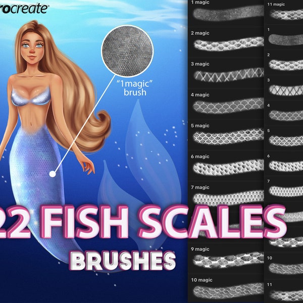 Procreate texture brushes. Procreate Fish scales brush