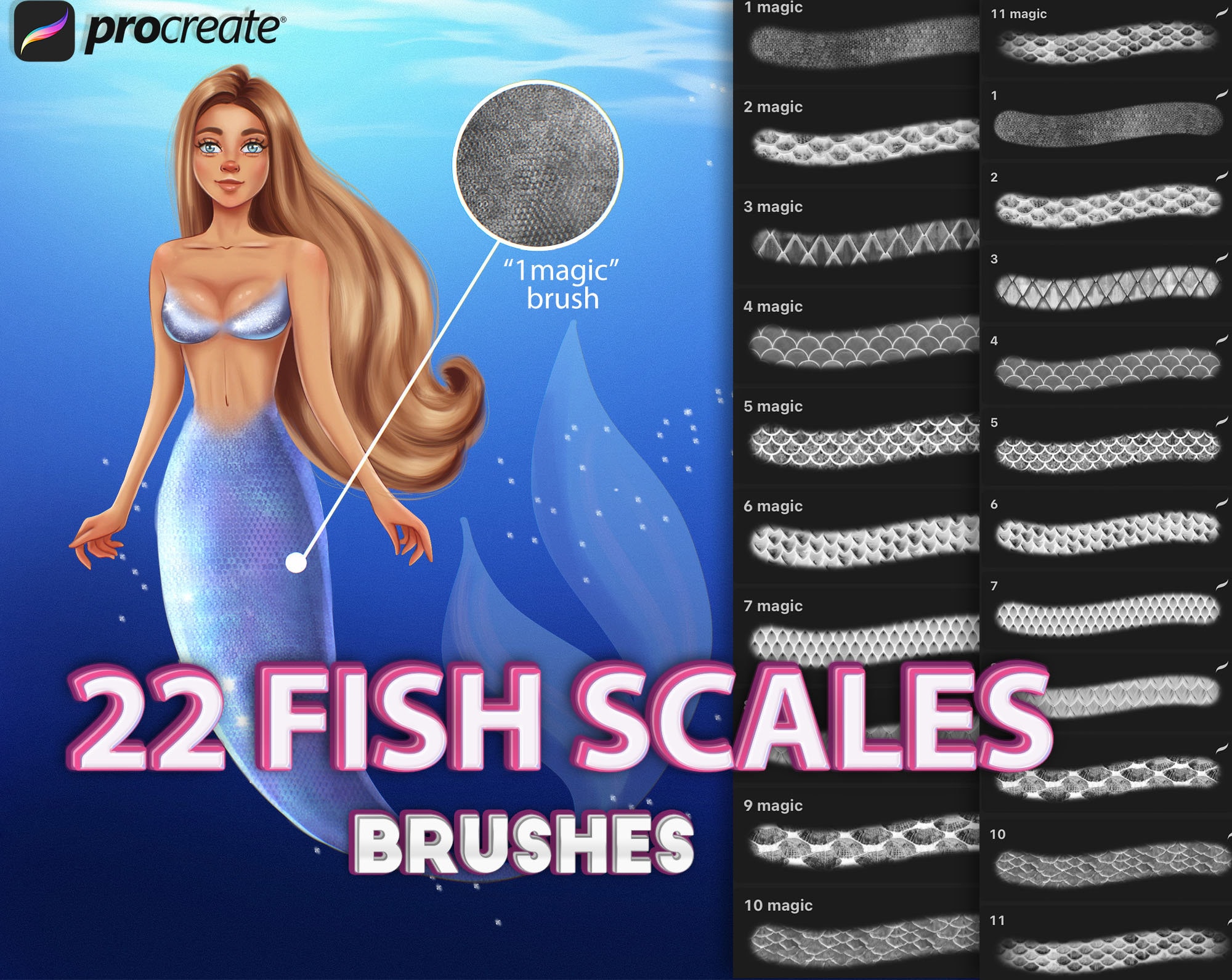 Procreate Texture Brushes. Procreate Fish Scales Brush Etsy