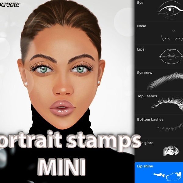 Procreate Realistic Portrait Stamps. Procreate Face Brushes