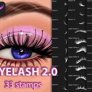 Procreate eyelashes brushes. Procreate extra volume lashes stamps