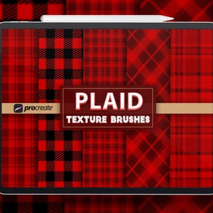 Procreate texture brushes. Procreate plaid fabric brush. Procreate Christmas pattern textures brushes