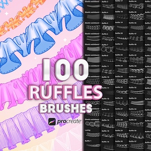 Procreate ruffles brushes. Procreate folds brushes. Procreate fashion design clothing stamps