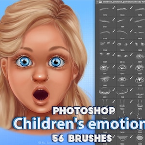 Photoshop children&#39;s portrait brushes. Digital brushes for Fresco and Clip Studio Paint, Affinity Photo, Procreate