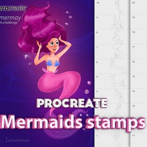 Procreate mermaids brushes. Procreate mermaid guide stamps