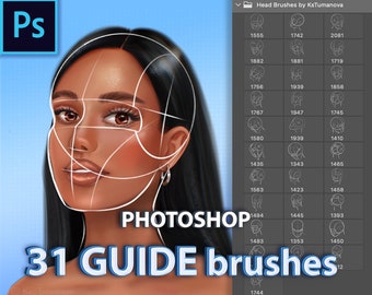 Photoshop heads brushes, Procreate Portrait Guide Stamps