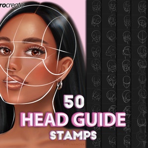 Procreate heads brushes stamps, Portrait Guide Stamps