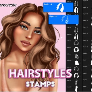 Procreate ヘアブラシ。Procreate ヘアスタイルスタンプ。Procreate ヘアデジタルブラシ