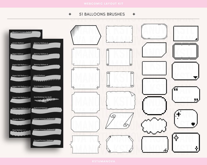 Webcomic Layout Kit Brushes for Procreate | Comic Panel Borders, Speech bubbles image 7