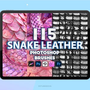 Photoshop snake leather brushes. Photoshop fish scale texture. Procreate texture brushes. Digital brushes Fresco, Clip Studio Paint,Affinity