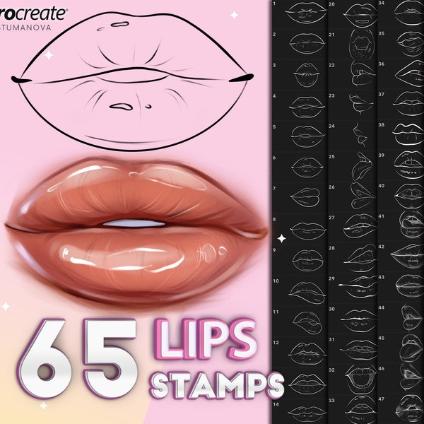 Procreate Lips stamps brushes, Lip Guide Brushes for Procreate