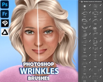 Photoshop Wrinkles Brushes. Photoshop old skin brush. Portrait kit for Fresco and Clip Studio Paint, Affinity Photo
